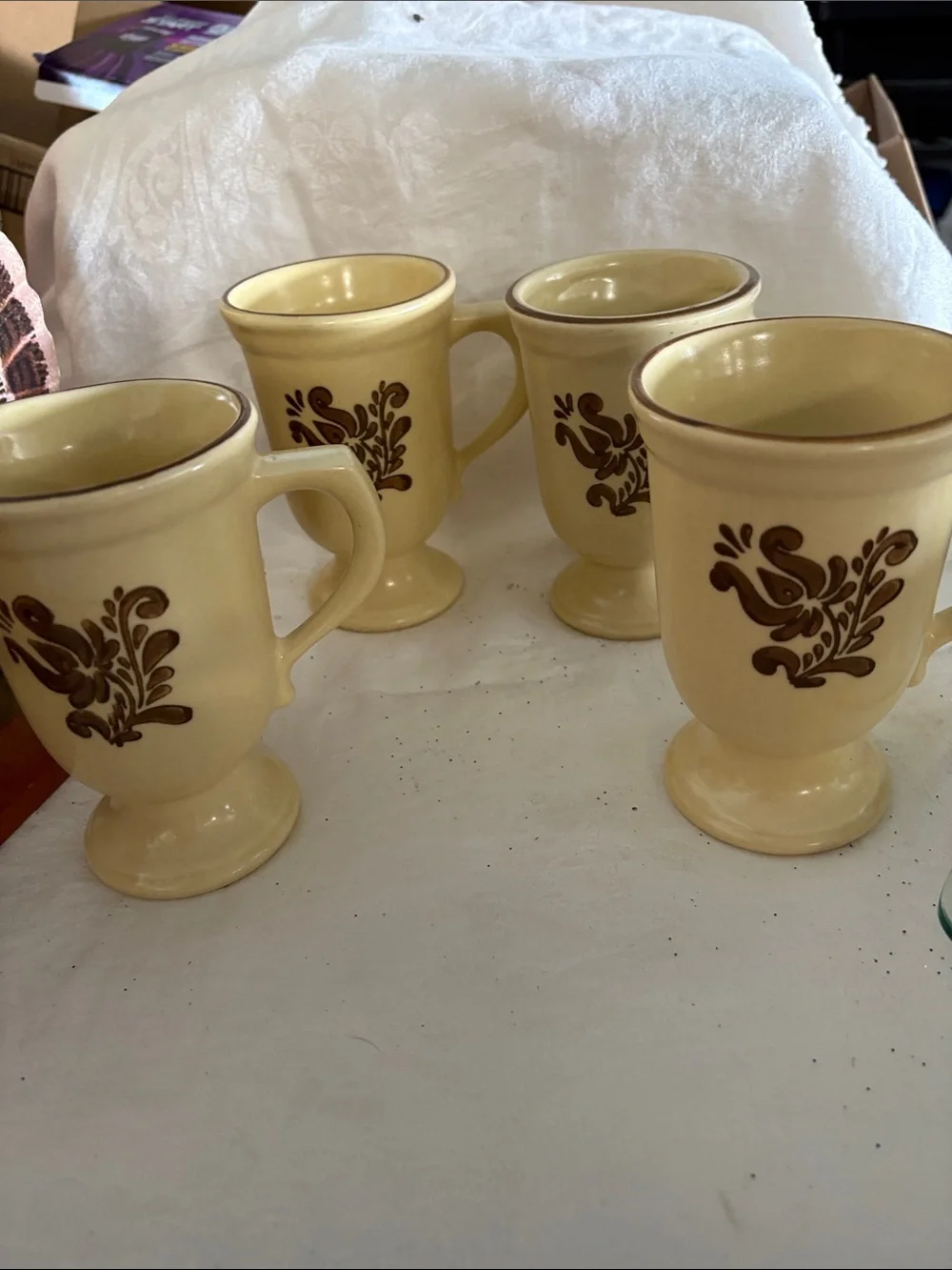 VILLAGE Stoneware PFALTZGRAFF Pedestal Cups Chocolate Mugs